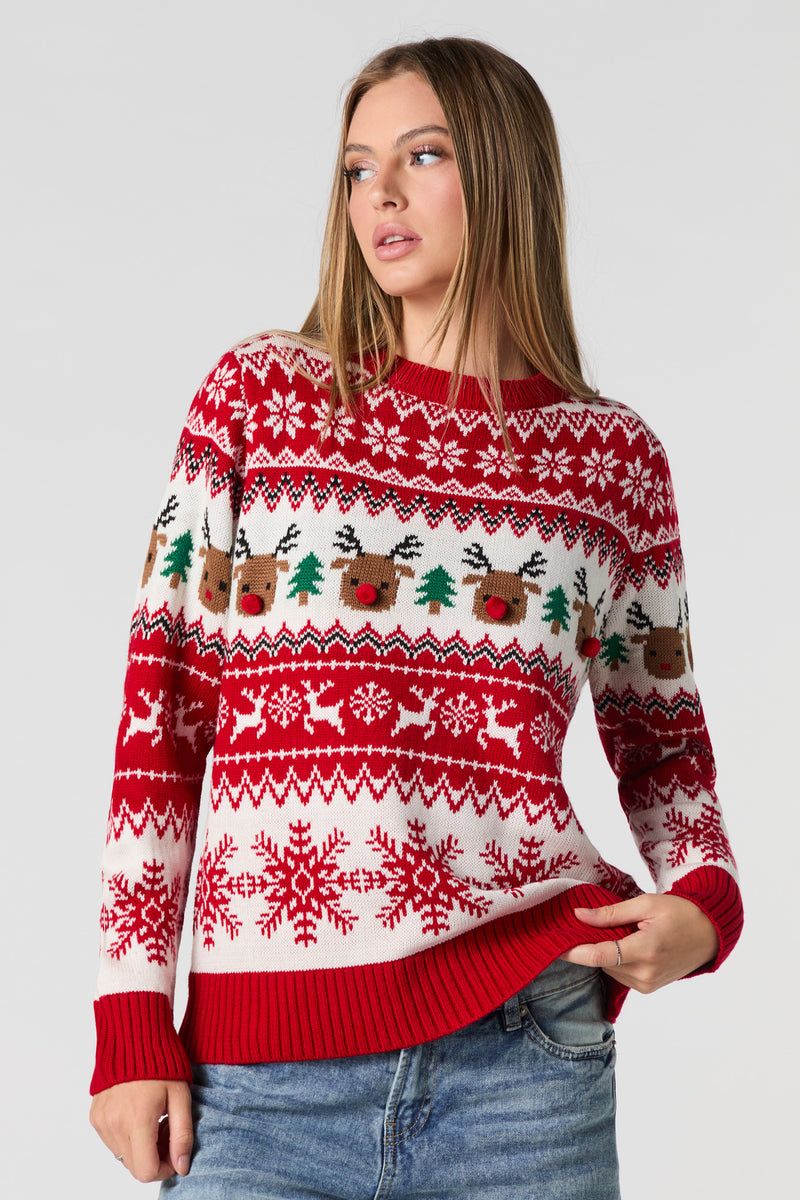 Chandail de Noël en tricot jersey avec pompon
