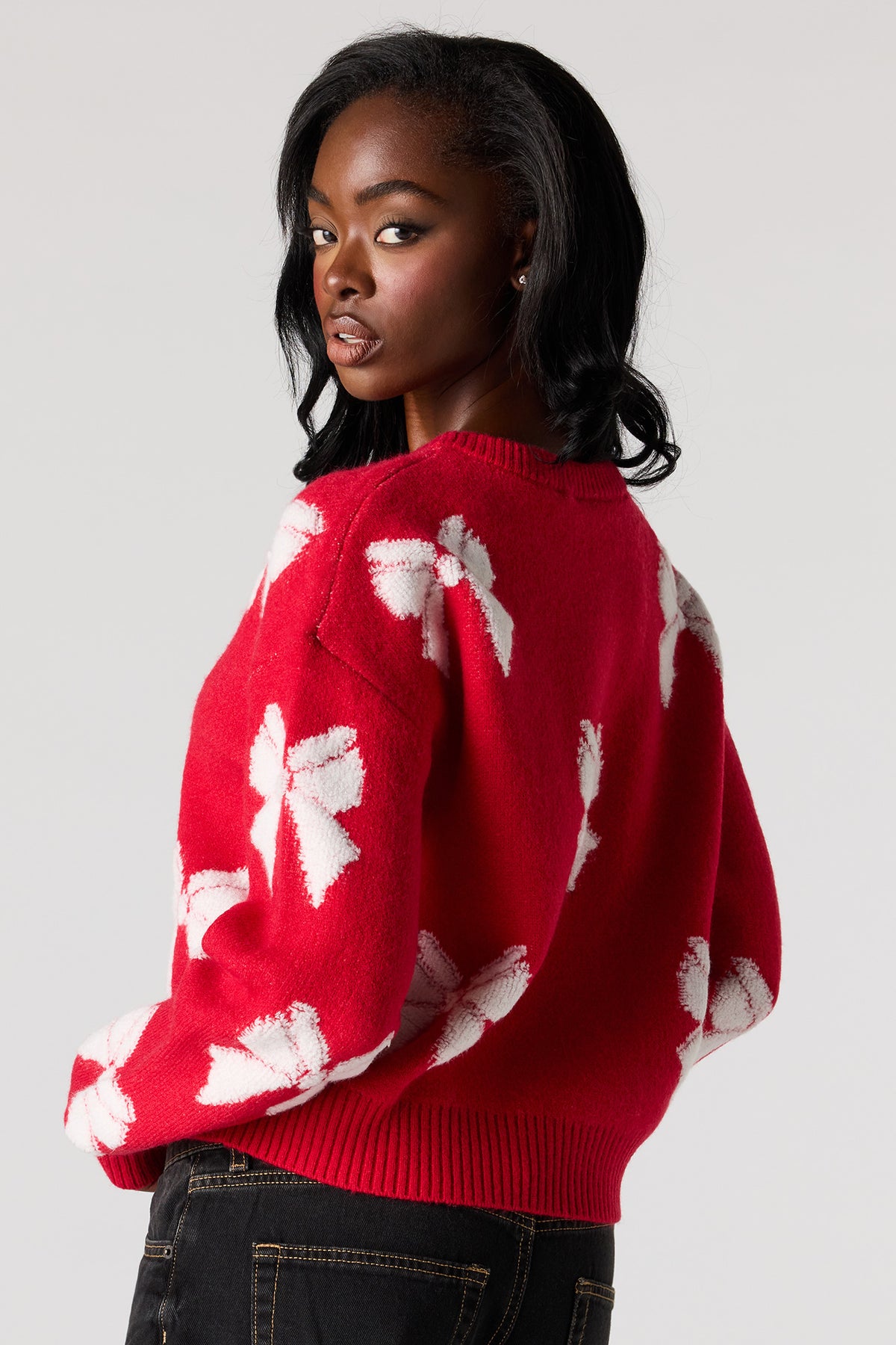 Vue alternative 2. Chandail carré en tricot jacquard de Noël