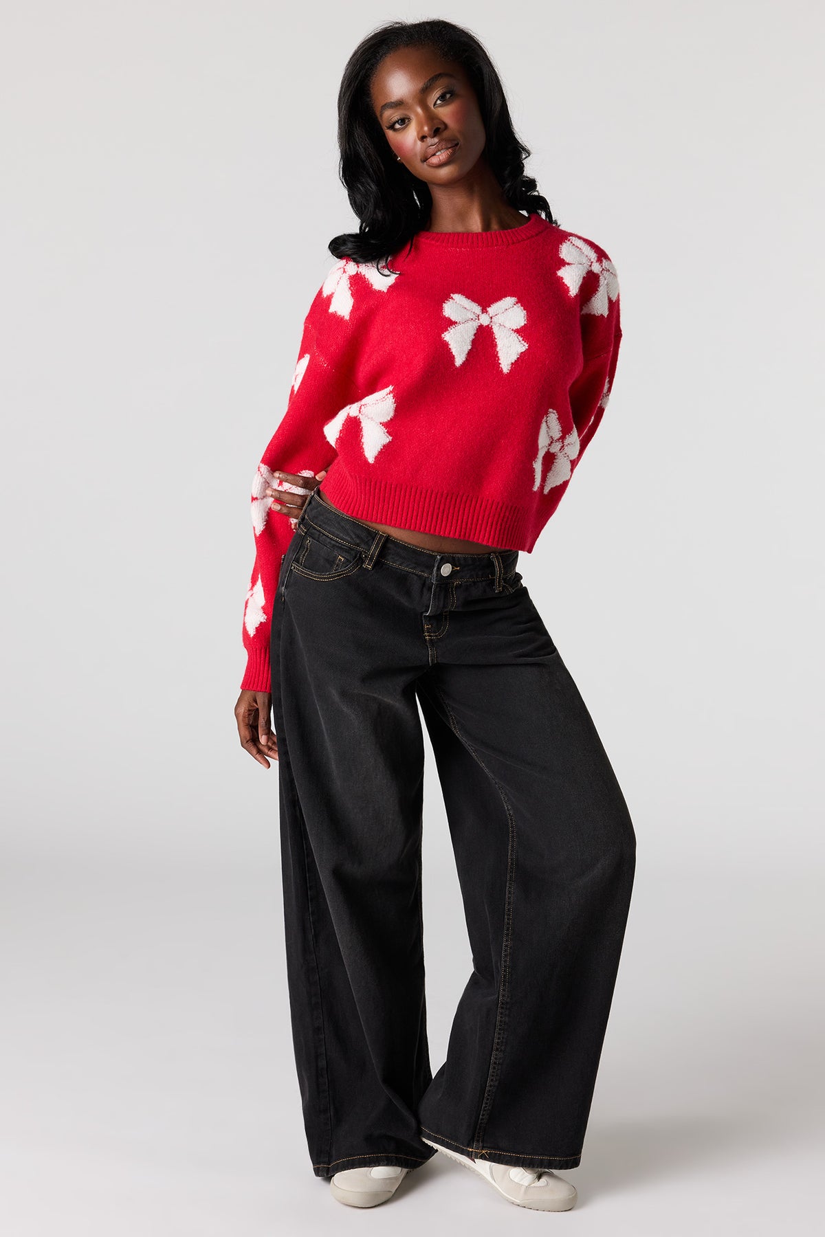 Vue alternative 3. Chandail carré en tricot jacquard de Noël