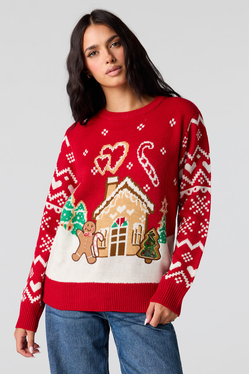 Gingerbread Jacquard Christmas Sweater
