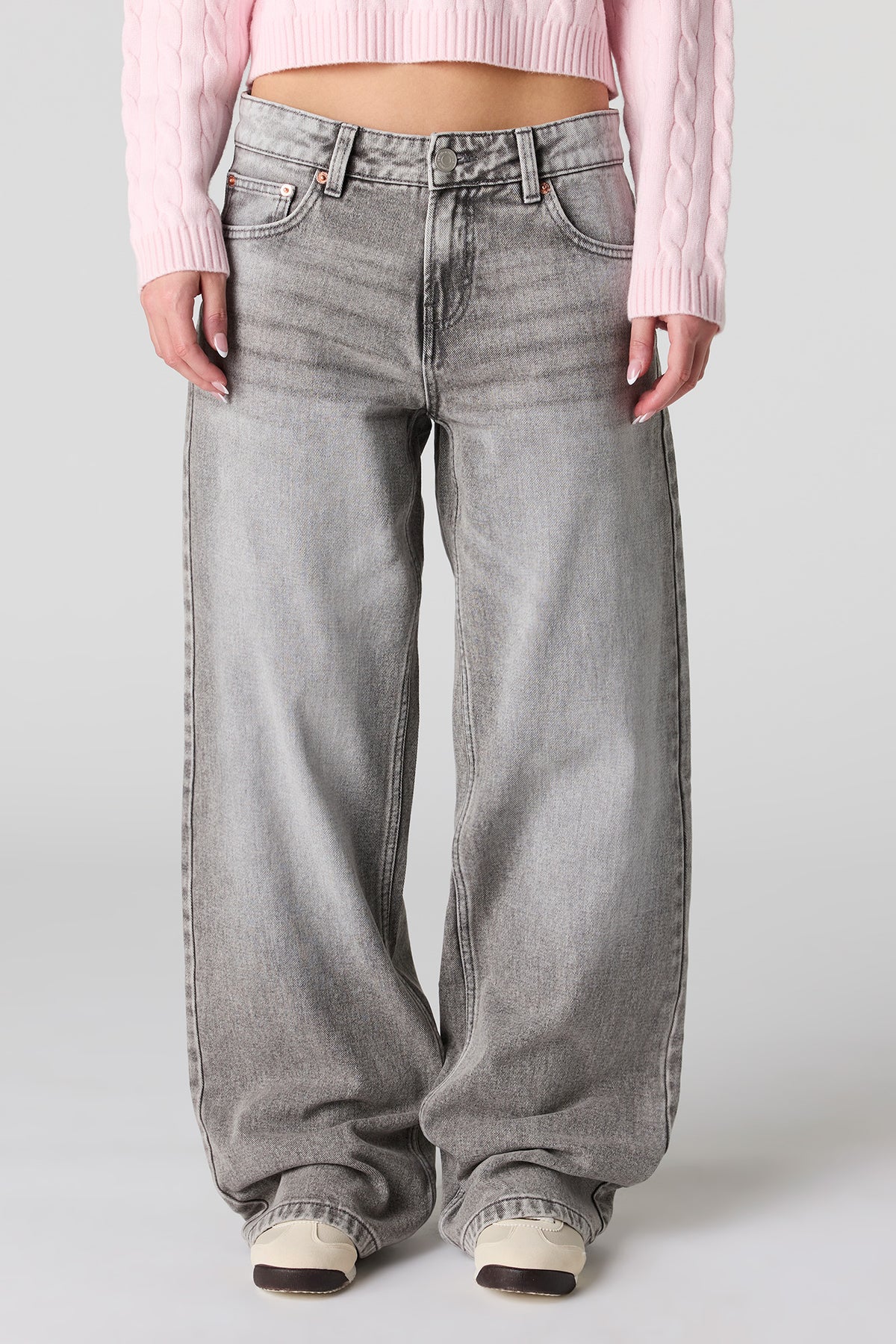 Alt View 2. Brooklyn Low Rise Baggy Grey Jean - Charcoal