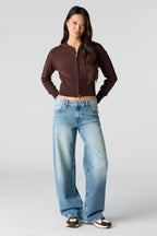 Jean baggy délavé moyen vintage à taille basse