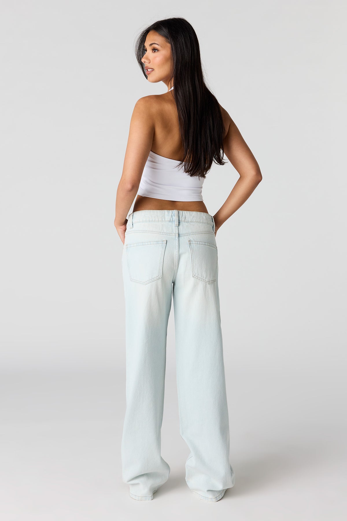 Vue alternative 3. Jean baggy Brooklyn délavé pâle à taille basse