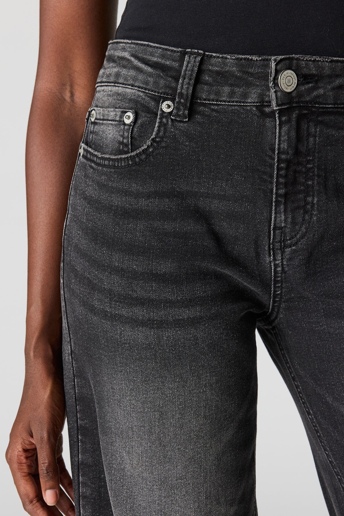 Alt View 4. Paris Stretch High Rise Wide Leg Washed Black Jean - Black