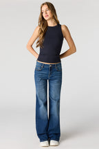 Paris Stretch High Rise Wide Leg Dark Jean