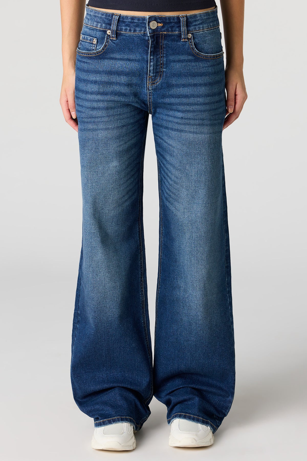 Alt View 2. Paris Stretch High Rise Wide Leg Dark Jean - Denim Blue