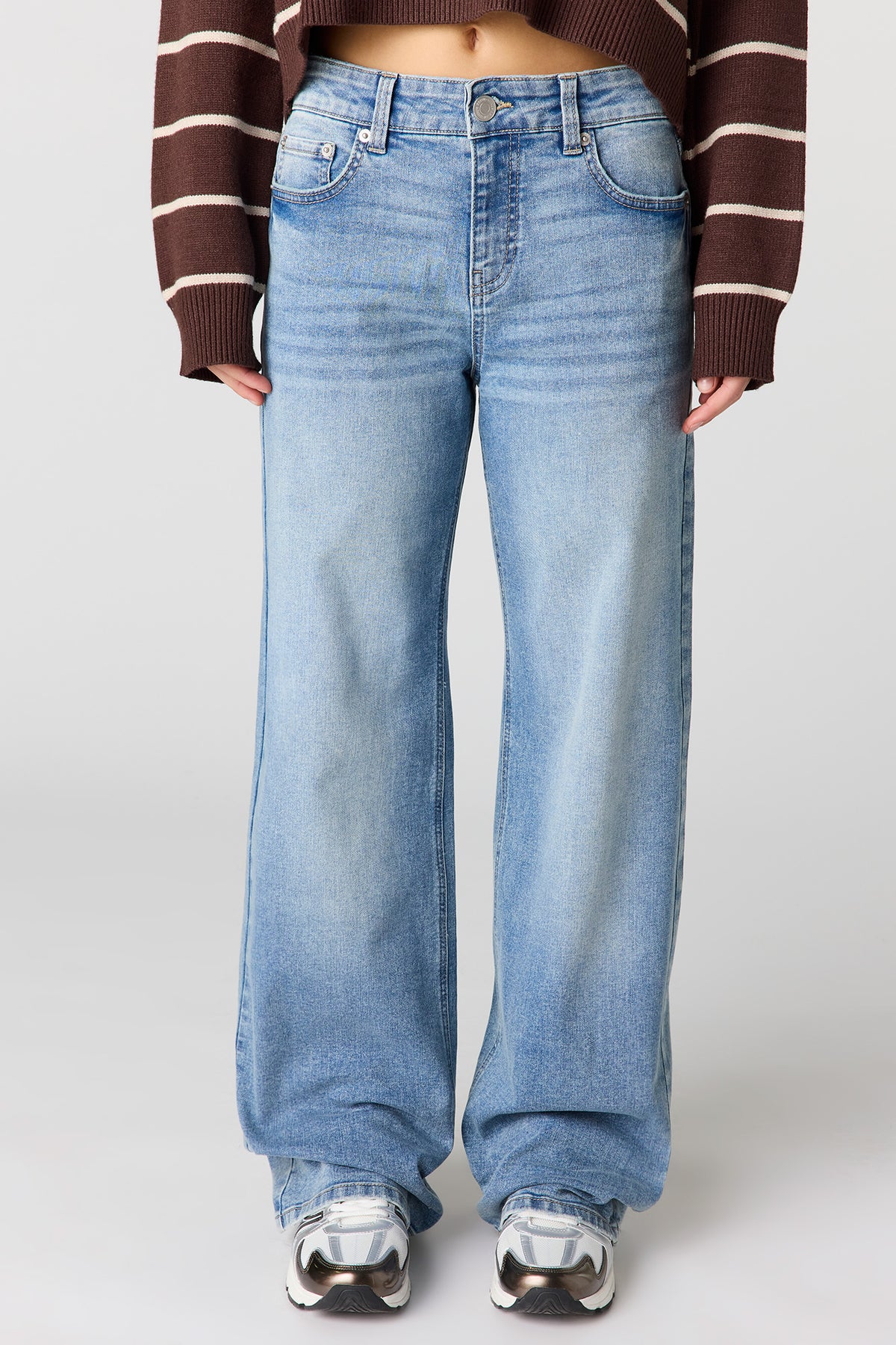 Vue alternative 2. Jean extensible à jambe large Paris Moyen avec taille haute