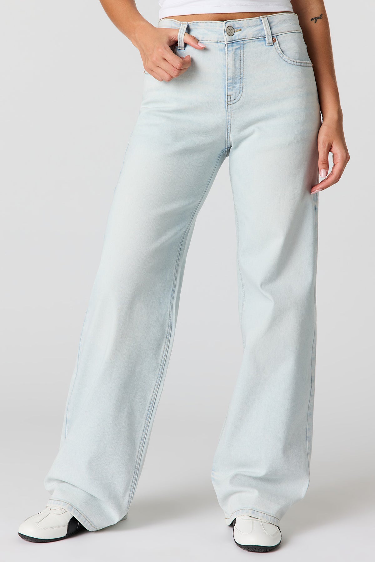 Vue alternative 2. Jean extensible à jambe large Paris pâle avec taille haute