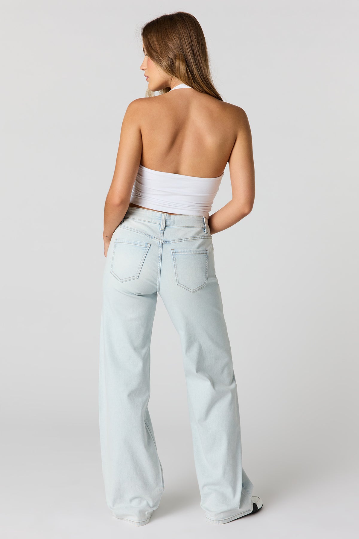 Vue alternative 3. Jean extensible à jambe large Paris pâle avec taille haute