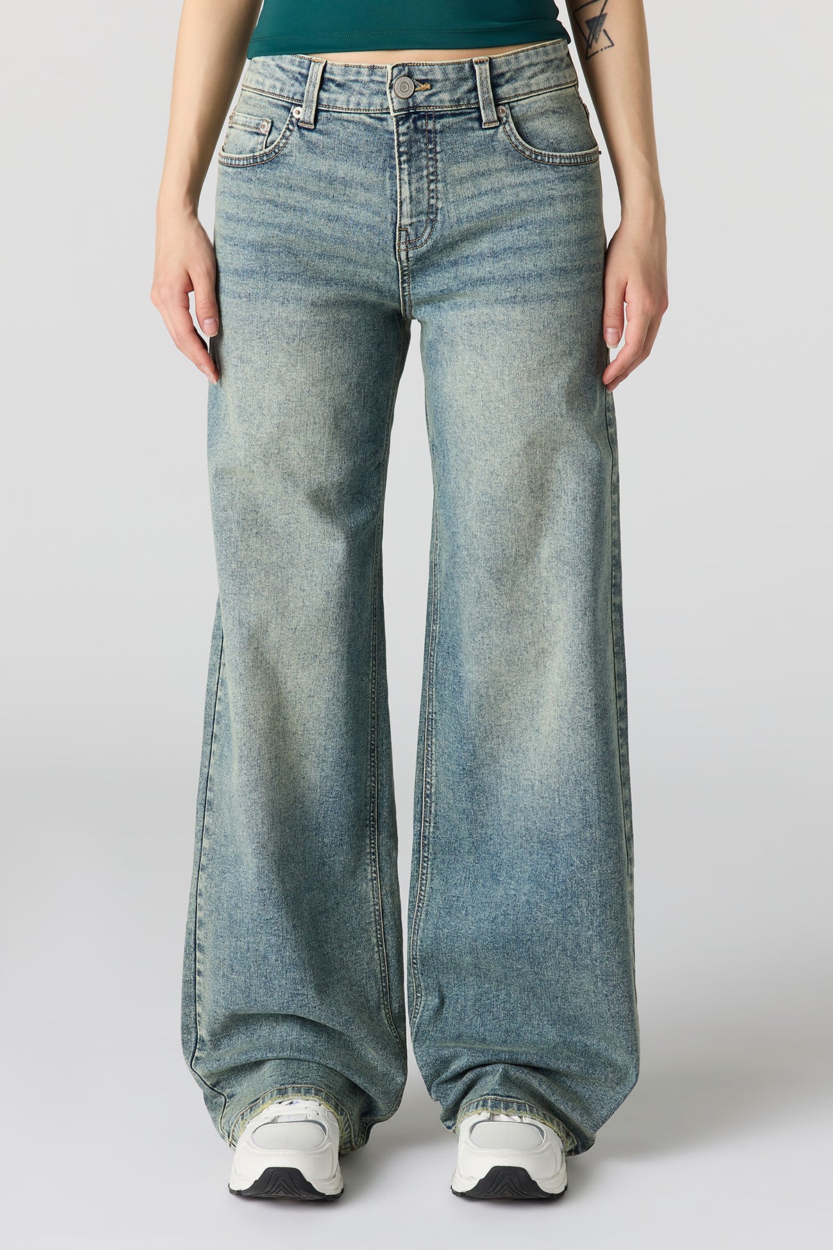 Alt View 2. Paris Stretch High Rise Wide Leg Vintage Medium Jean - Pacific Blue