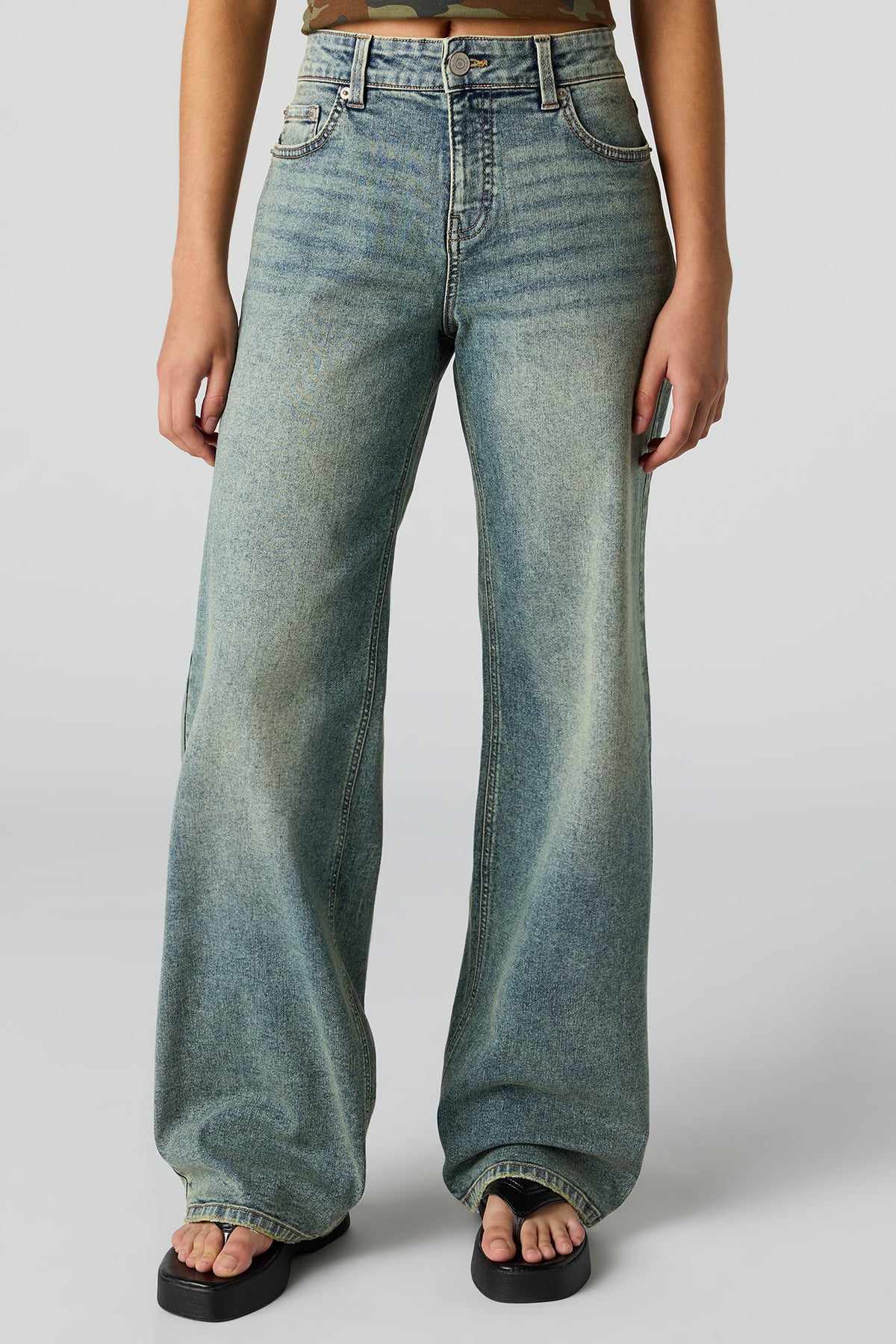 Alt View 2. Paris Stretch High Rise Wide Leg Vintage Medium Jean - Pacific Blue