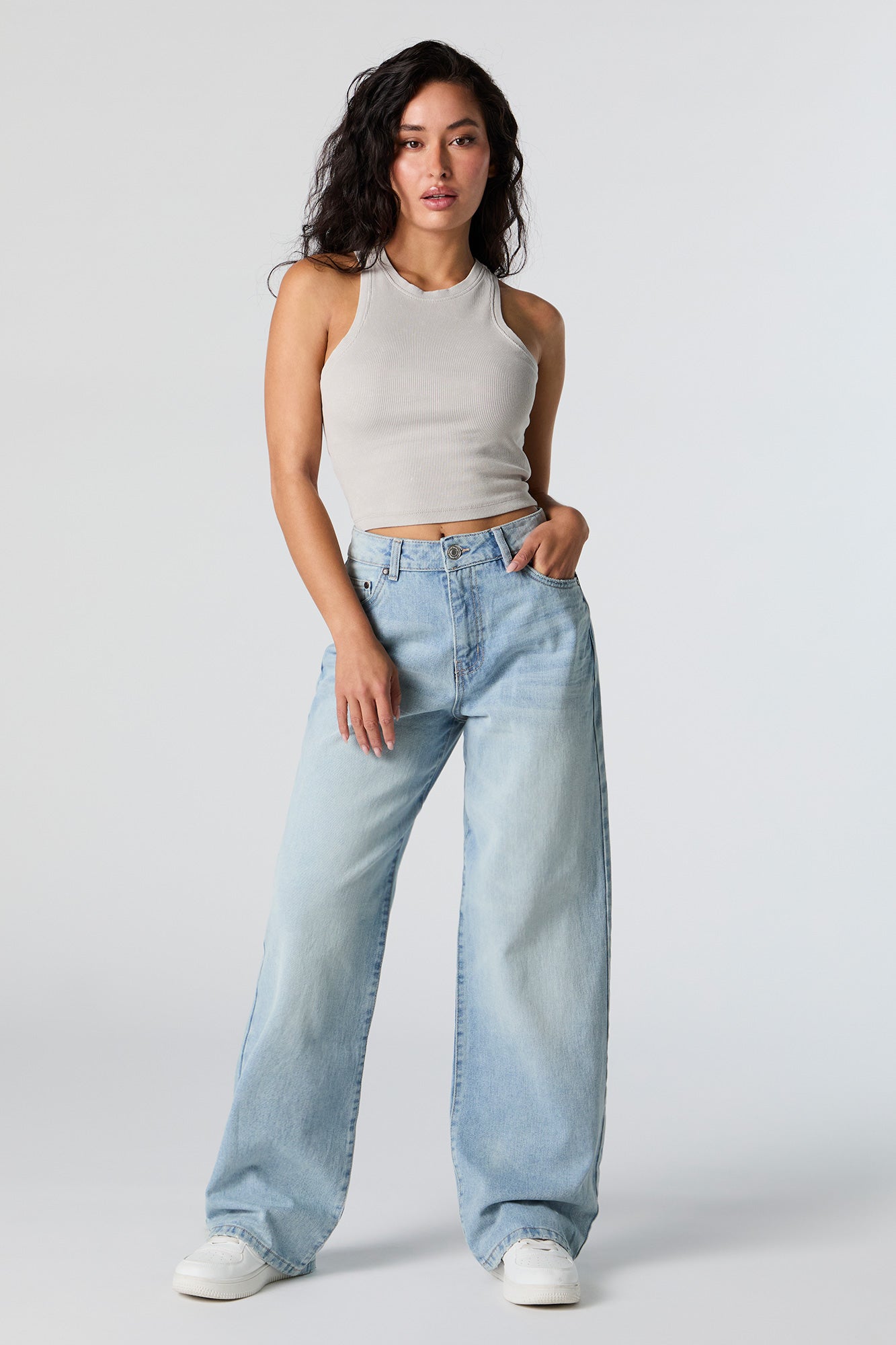 Light Wash 90s High Rise Wide Leg Jean