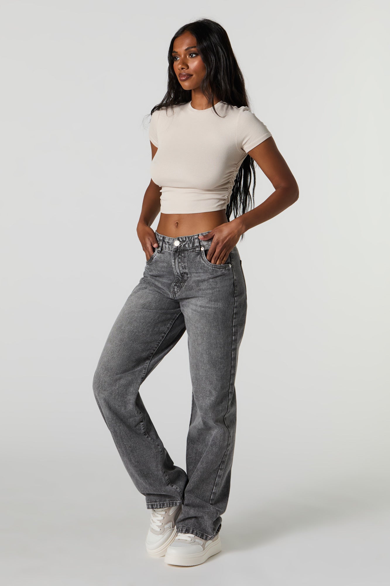 90's Washed High Rise Wide Leg Jean