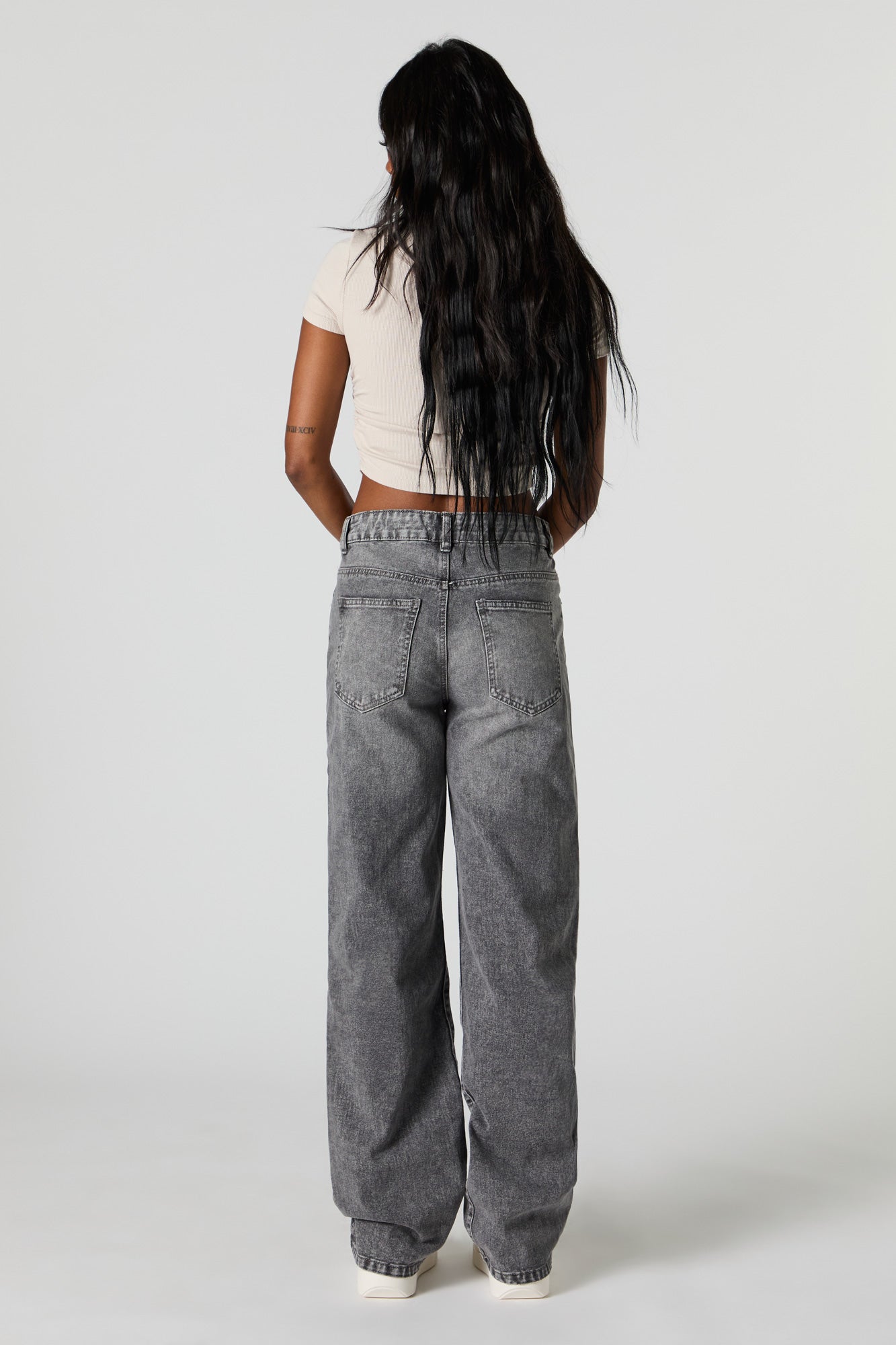 90's Washed High Rise Wide Leg Jean