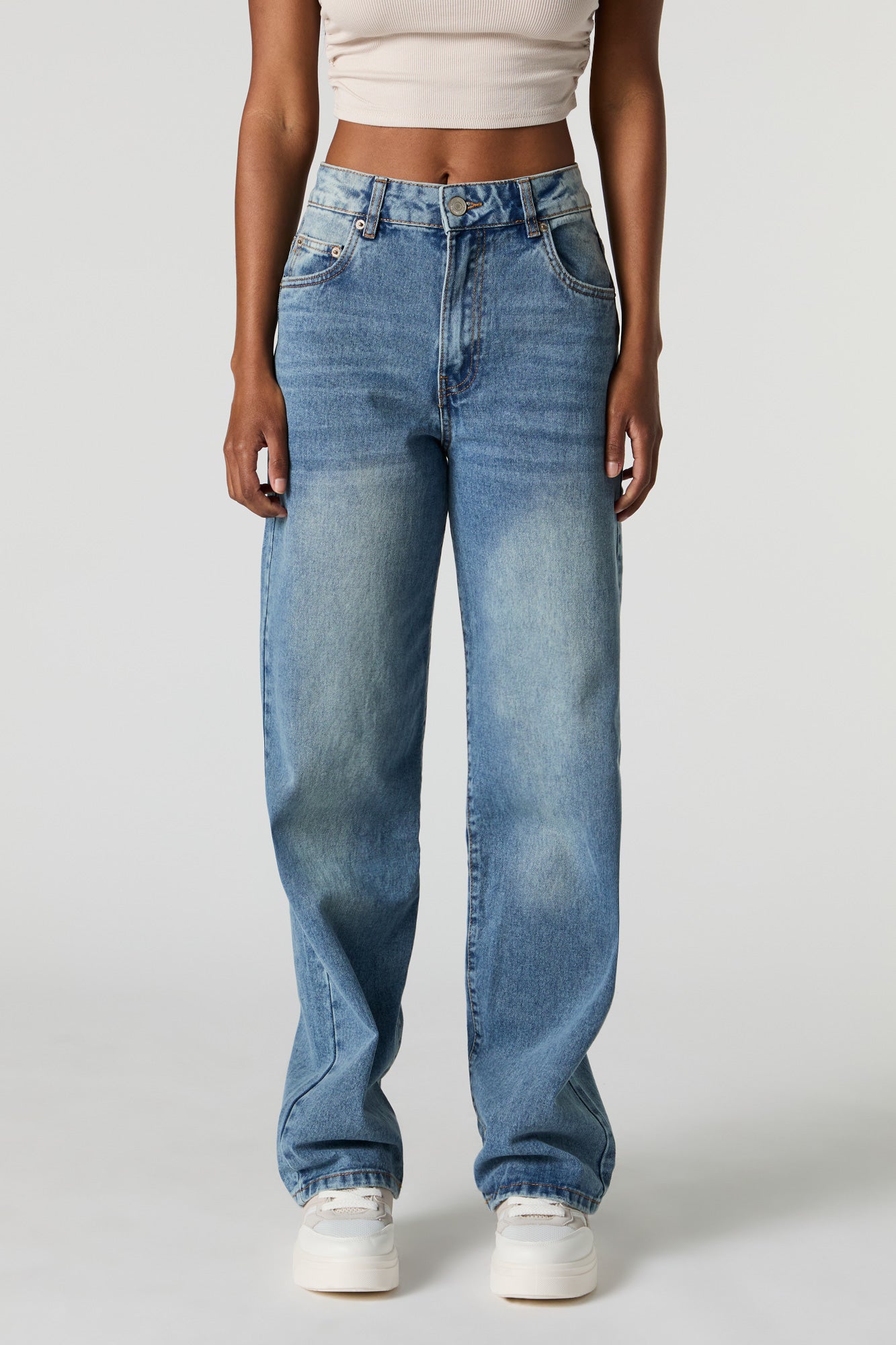 90's High Rise Wide Leg Vintage Wash Jean