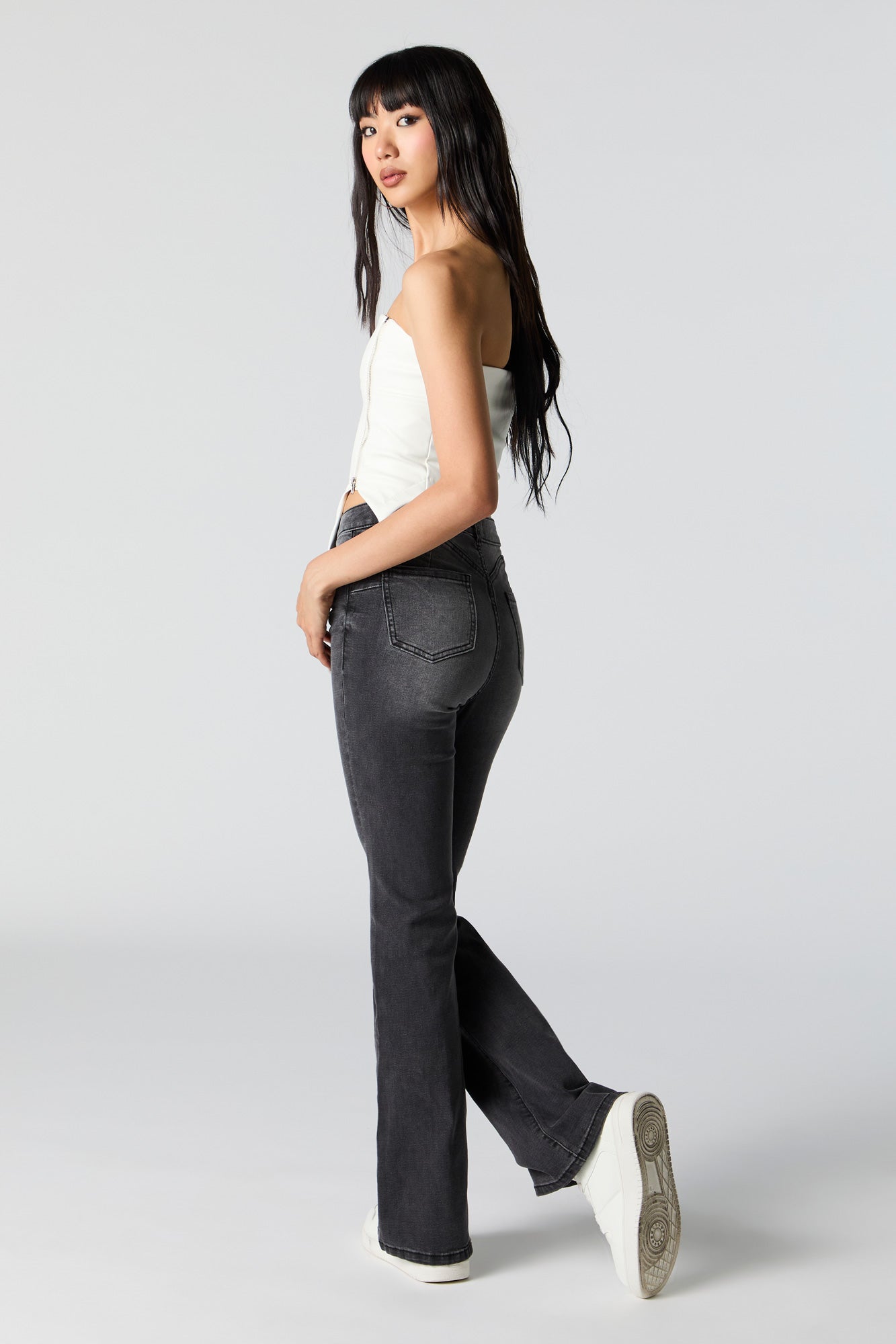 Wash Mid Rise Flare Jean