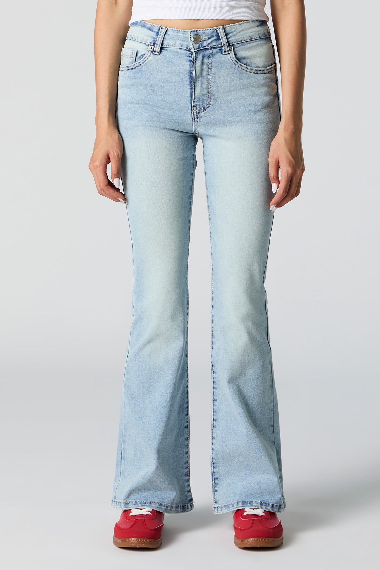 Light Wash Mid Rise Flare Jean