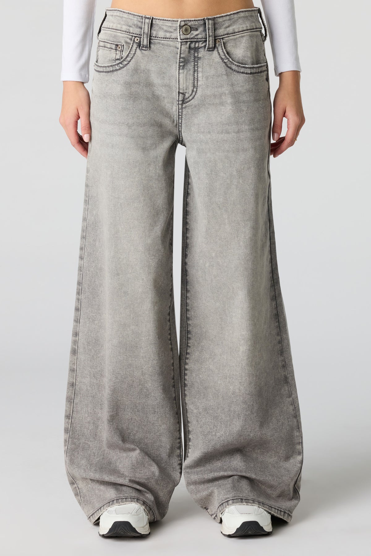 Alt View 2. Soho Stretch Low Rise Super Baggy Grey Jean - Charcoal