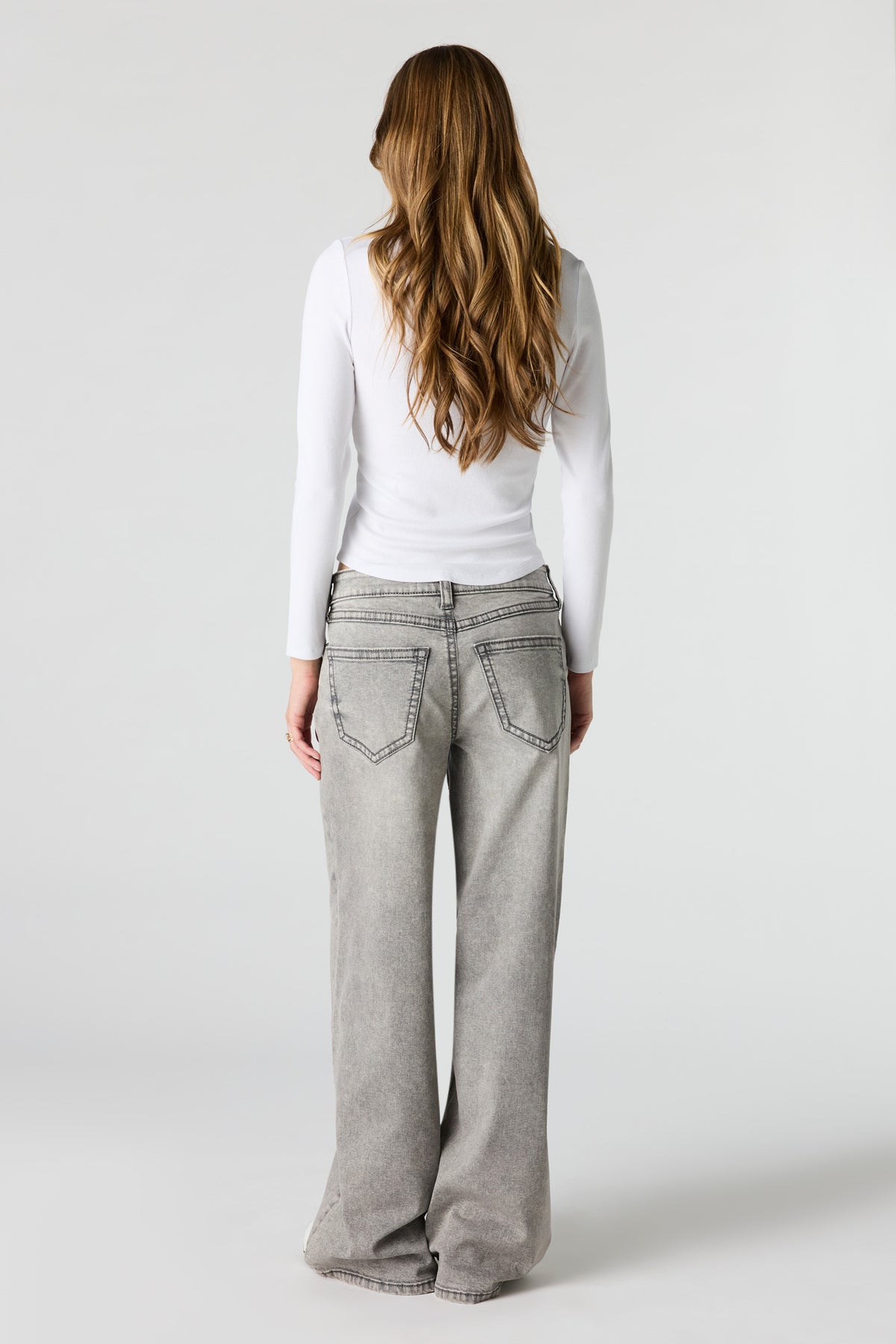 Alt View 3. Soho Stretch Low Rise Super Baggy Grey Jean - Charcoal