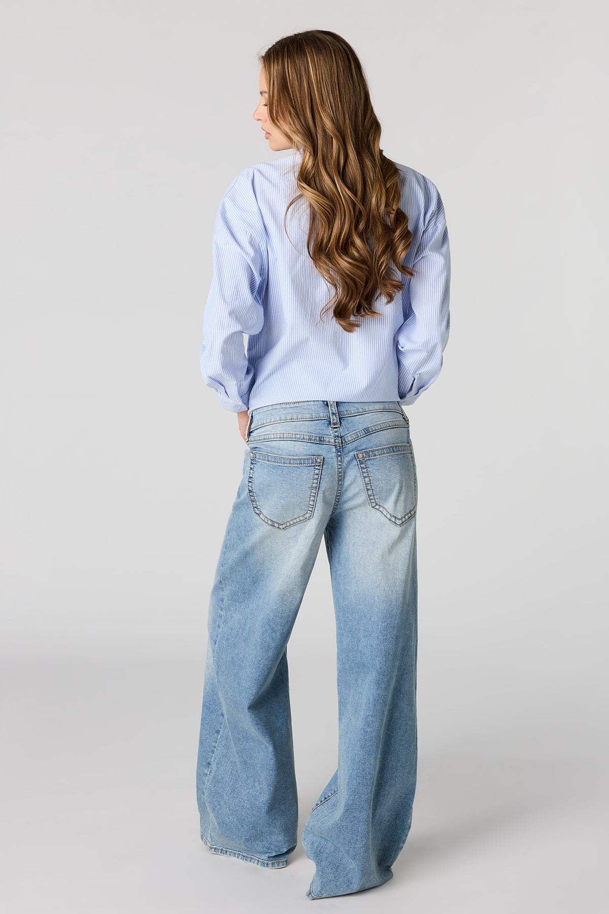 Alt View 3. Soho Stretch Low Rise Super Baggy Medium Jean - Medium Blue