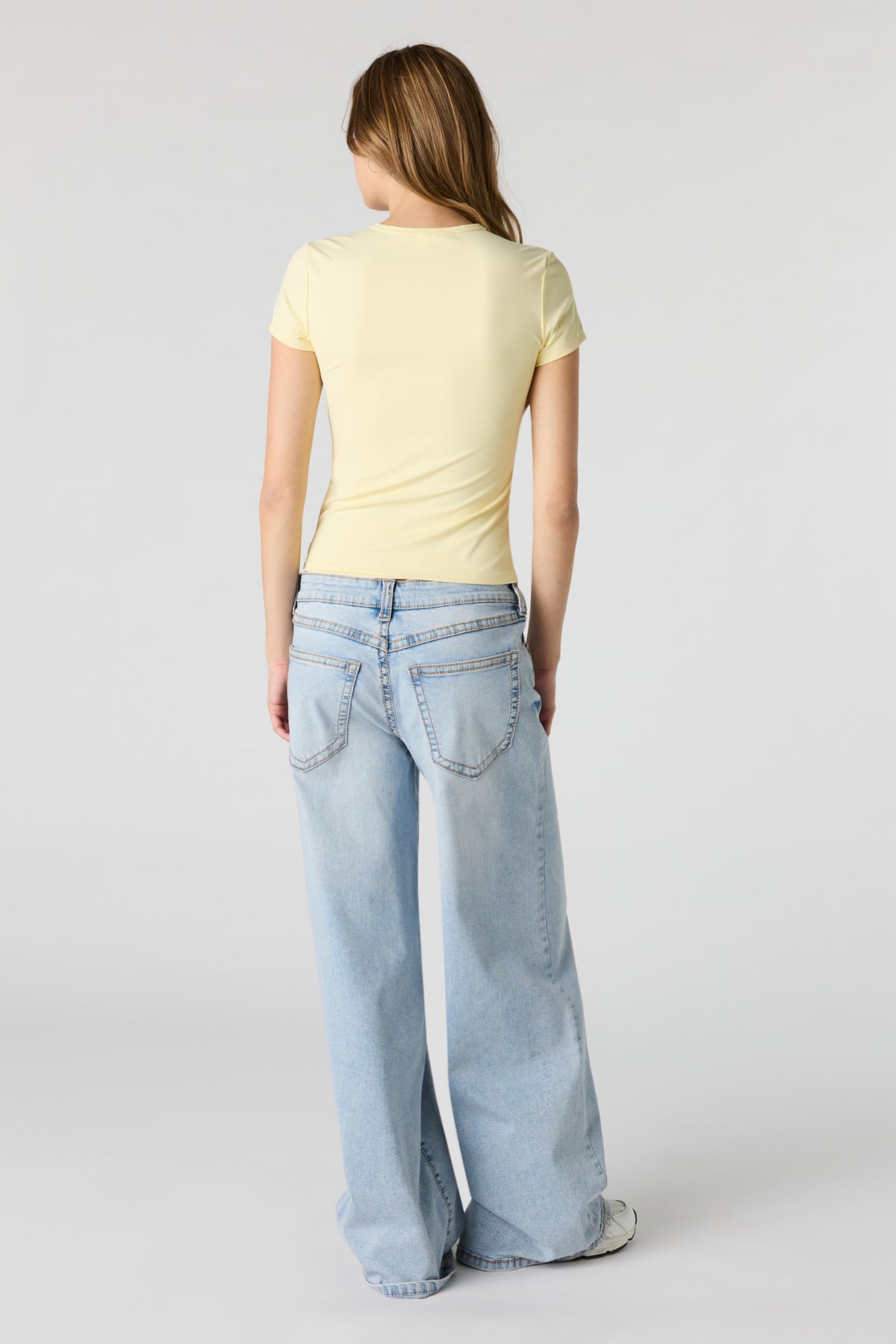 Alt View 3. Soho Stretch Low Rise Super Baggy Light Jean - Light Denim Blue