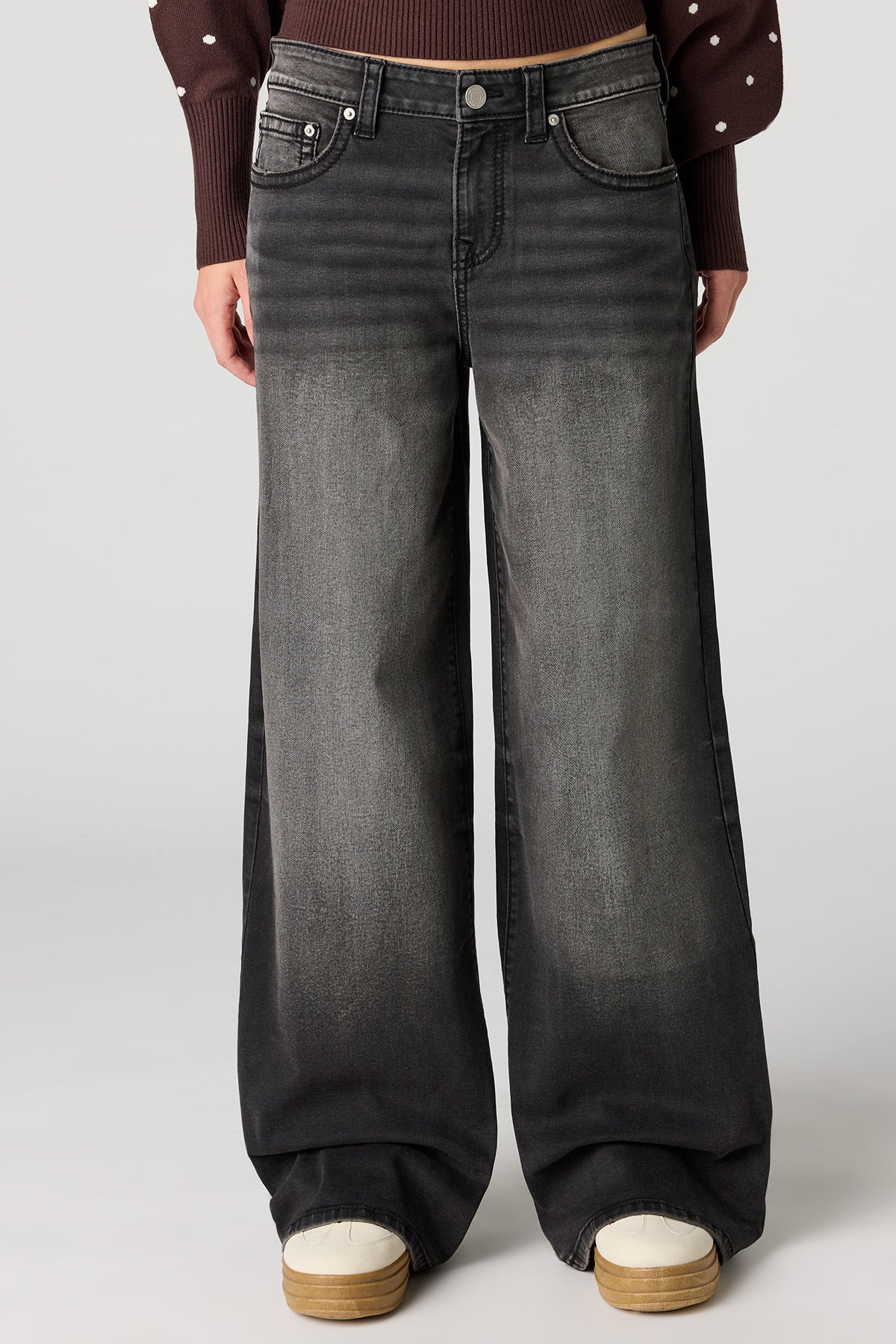 Alt View 2. Soho Stretch Mid Rise Super Baggy Black Jean - Black