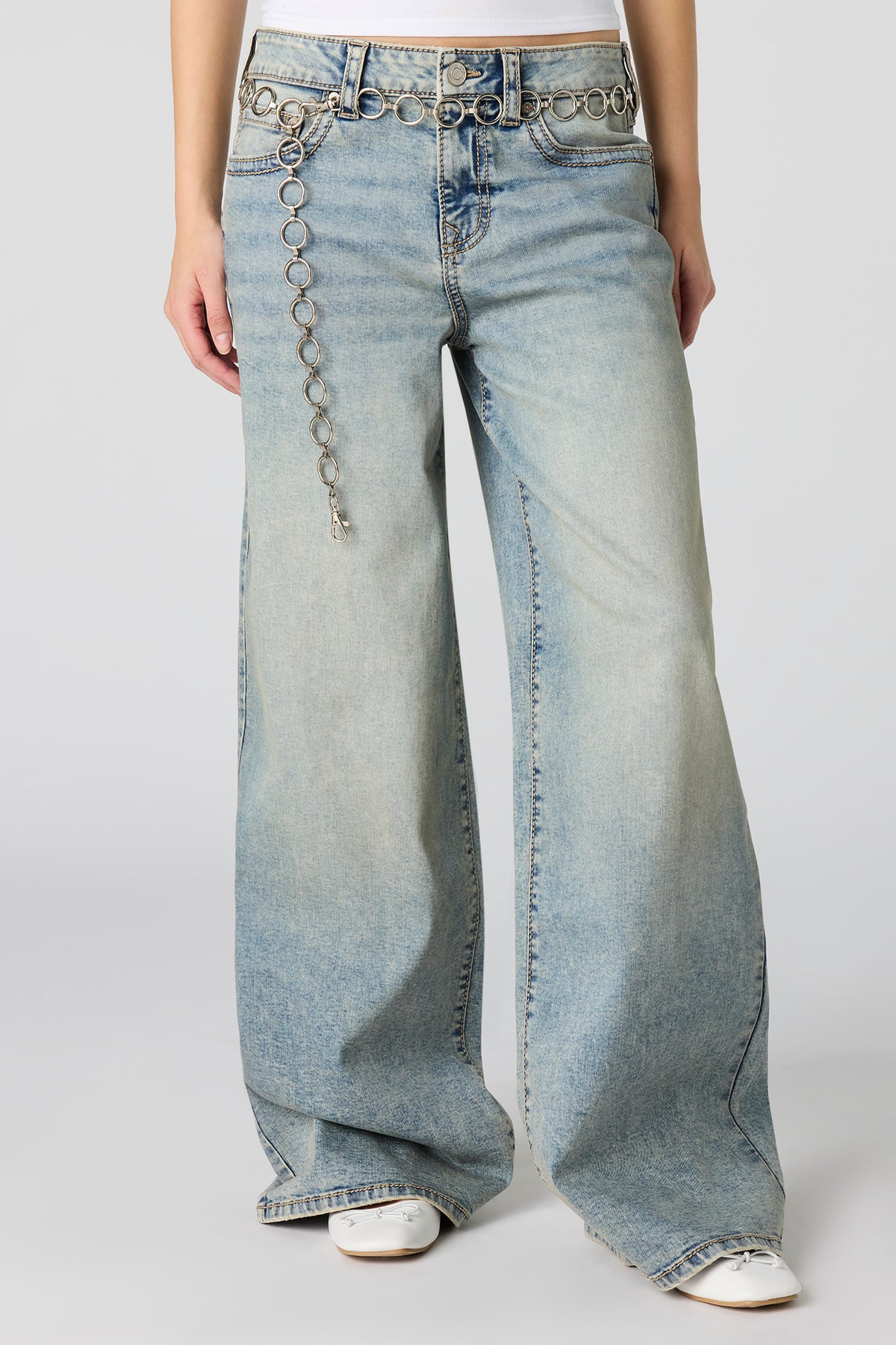 Alt View 2. Soho Stretch Mid Rise Super Baggy Vintage Medium Jean - Pacific Blue