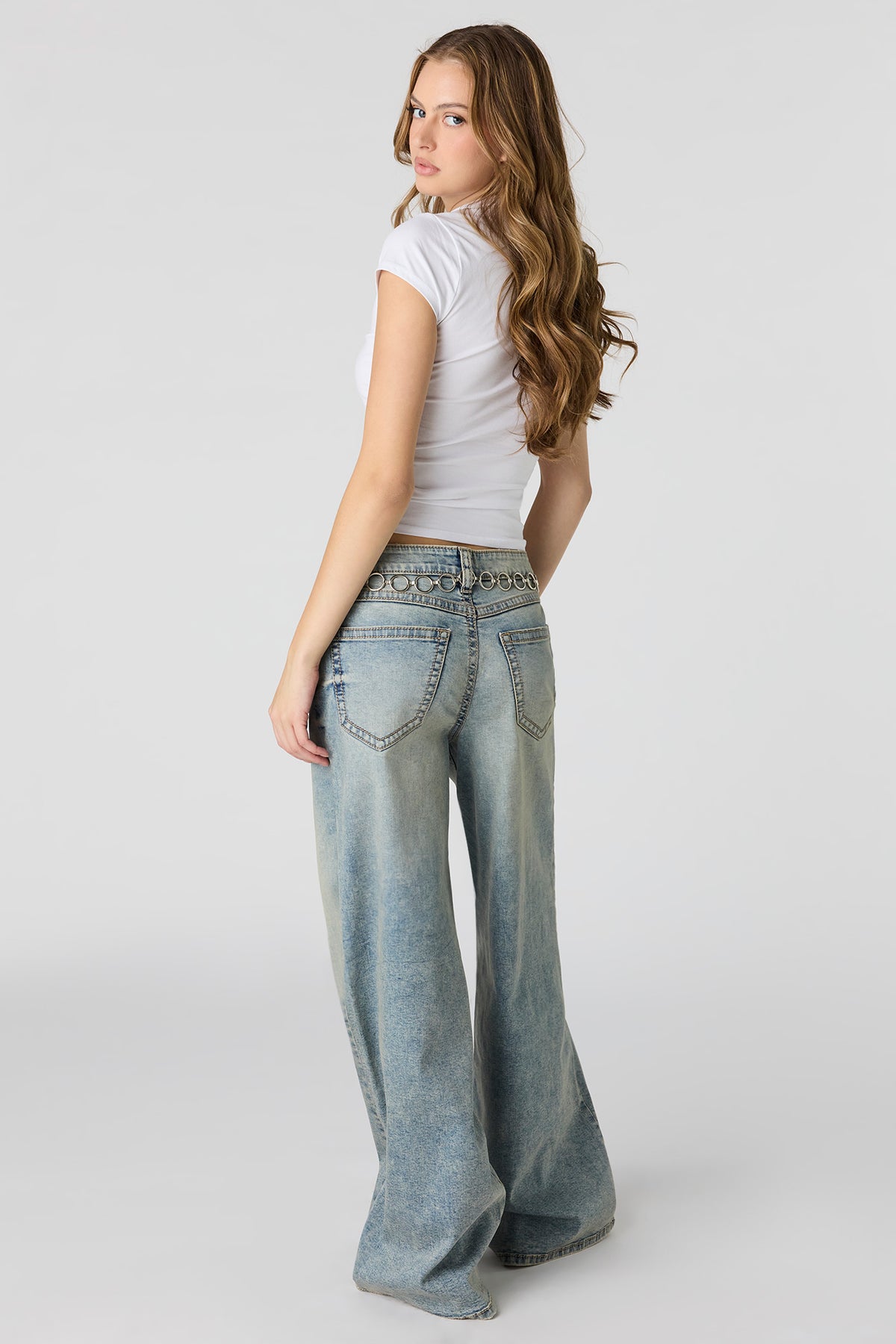 Alt View 3. Soho Stretch Mid Rise Super Baggy Vintage Medium Jean - Pacific Blue