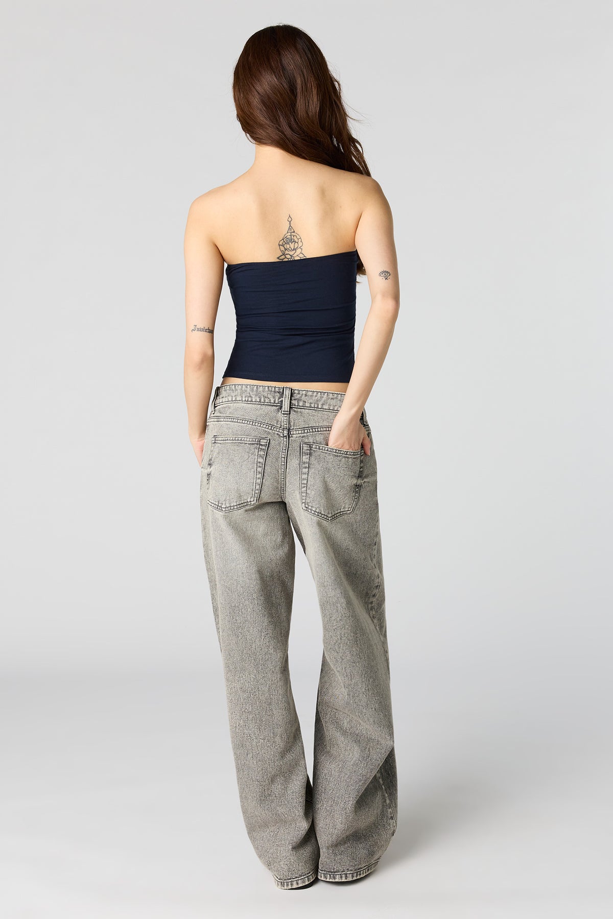 Alt View 3. London Low Rise Super Baggy Grey Jean - Charcoal