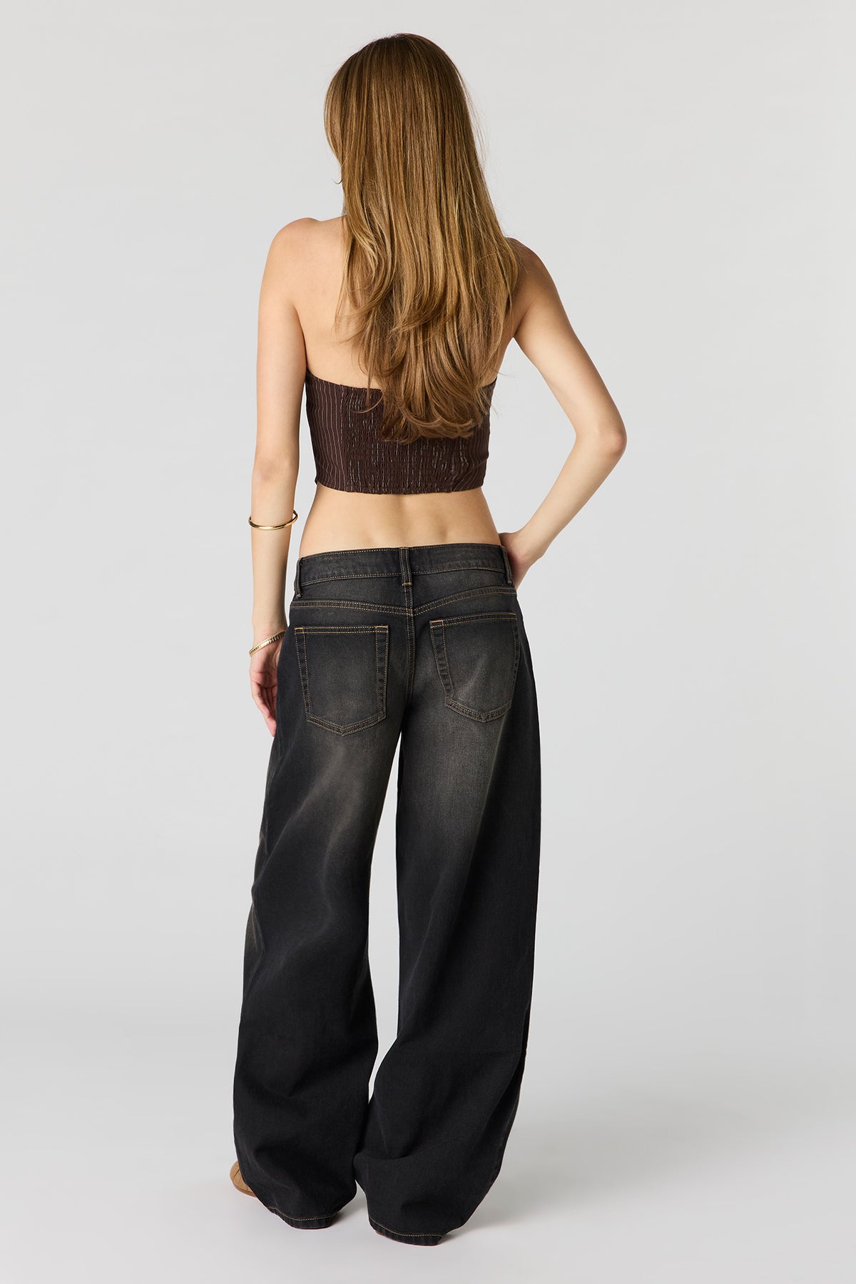 Alt View 3. London Low Rise Super Baggy Washed Black Jean - Black
