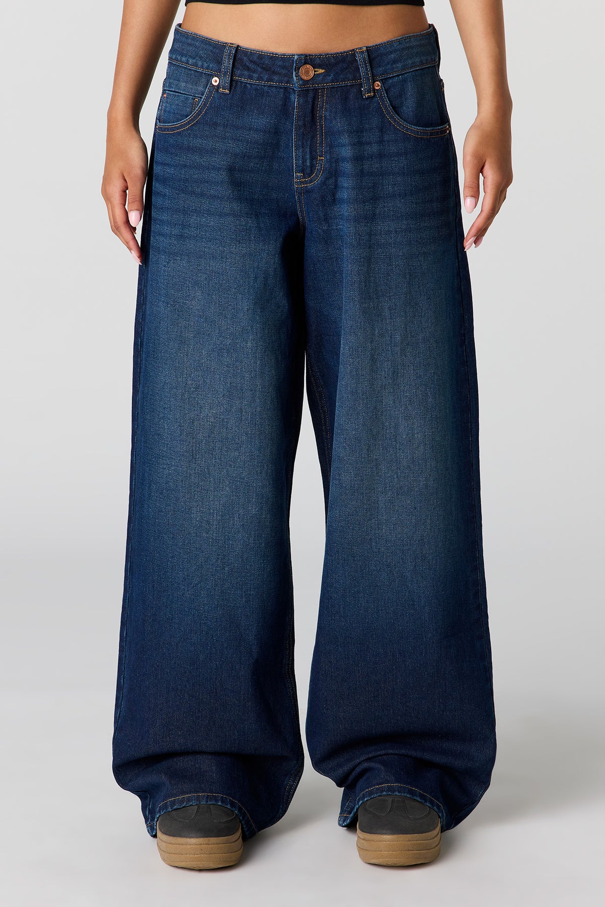 Alt View 2. London Low Rise Super Baggy Dark Jean - Denim Blue