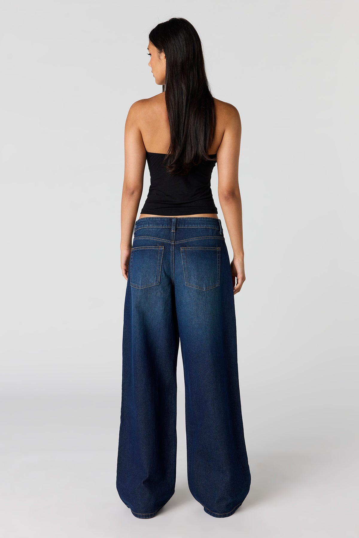 Alt View 3. London Low Rise Super Baggy Dark Jean - Denim Blue