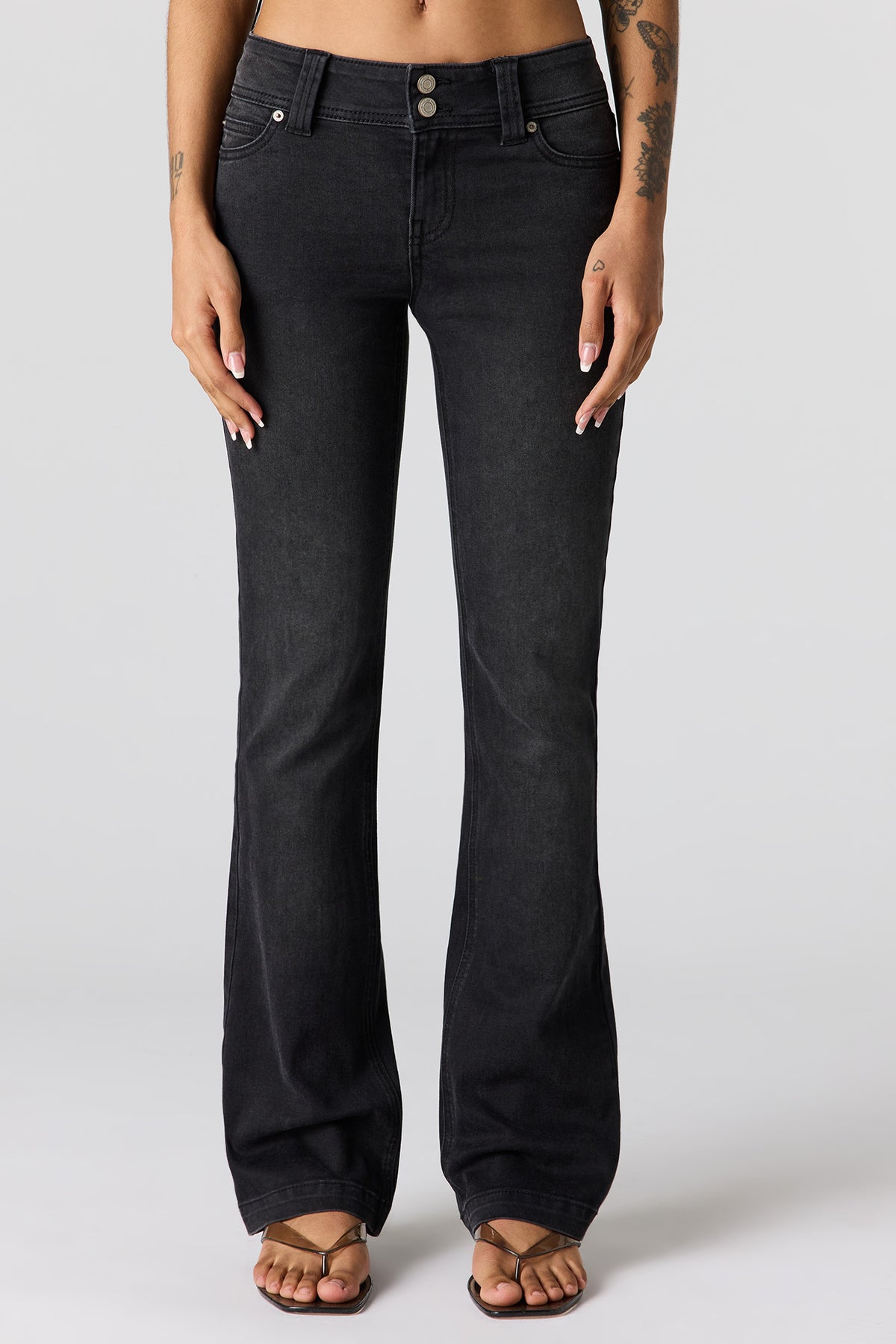 Alt View 2. Stretch Low Rise Bootcut Black Jean - Black