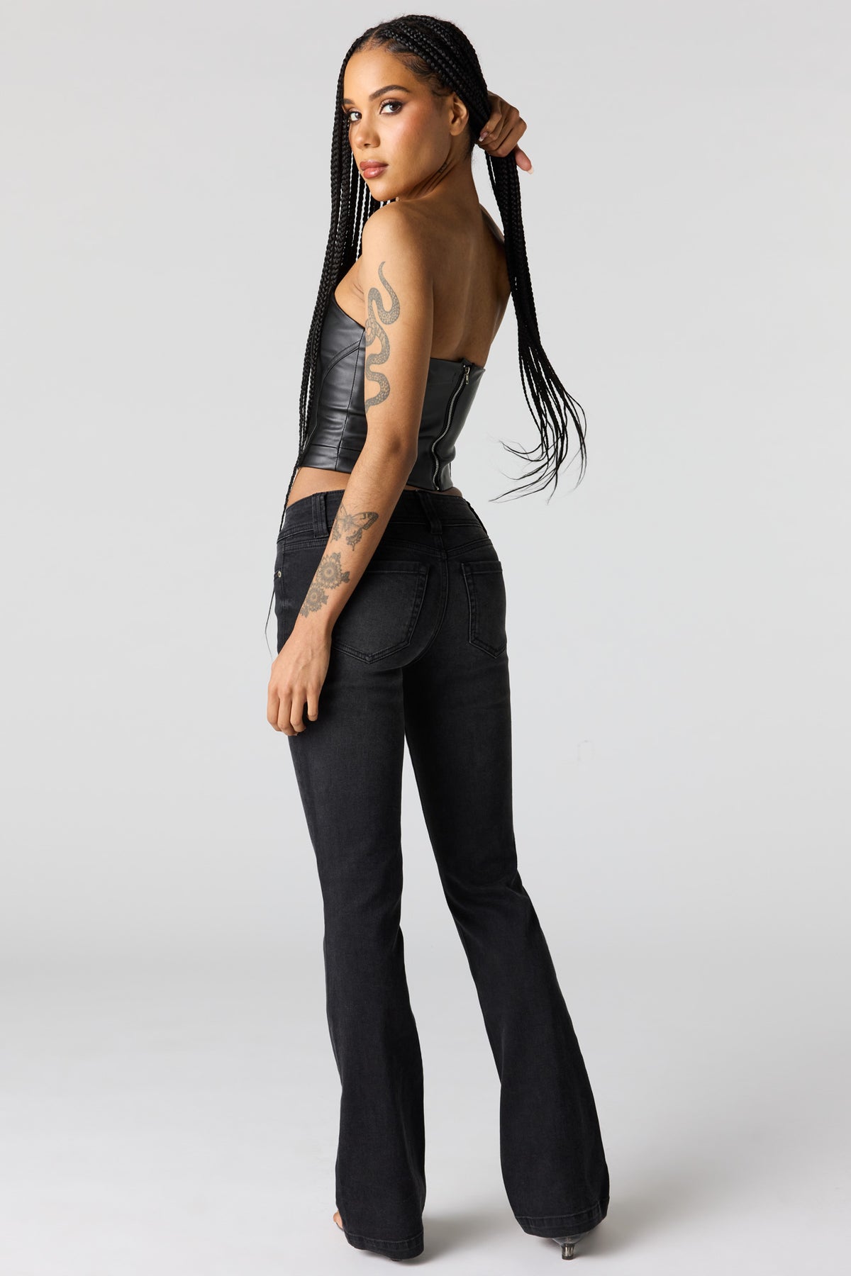Alt View 3. Stretch Low Rise Bootcut Black Jean - Black