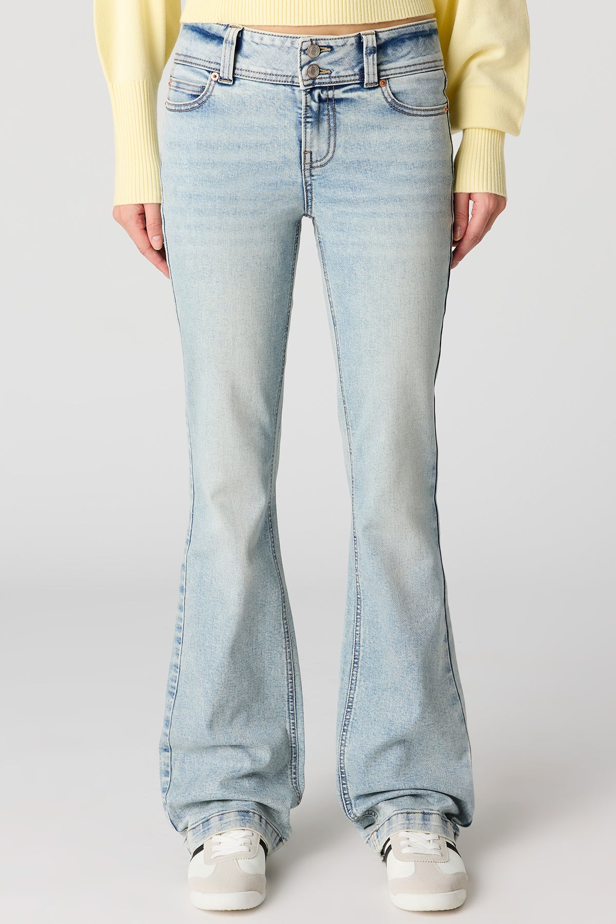 Alt View 2. Stretch Low Rise Bootcut Vintage Jean - Sky Blue