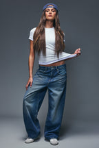 Brooklyn Low Rise Baggy Dark Jean