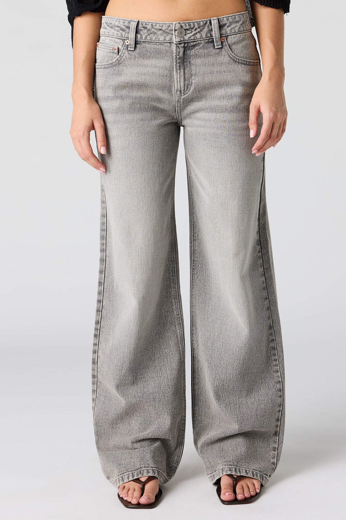 Vue alternative 2. Jean baggy Brooklyn gris à taille basse