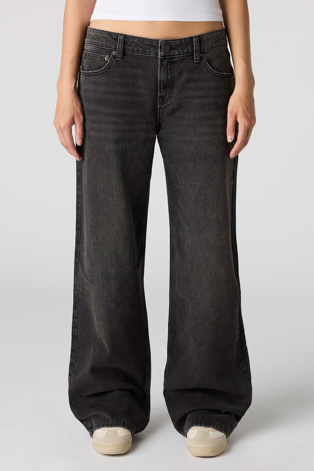Alt View 2. Brooklyn Low Rise Baggy Washed Black Jean - Black