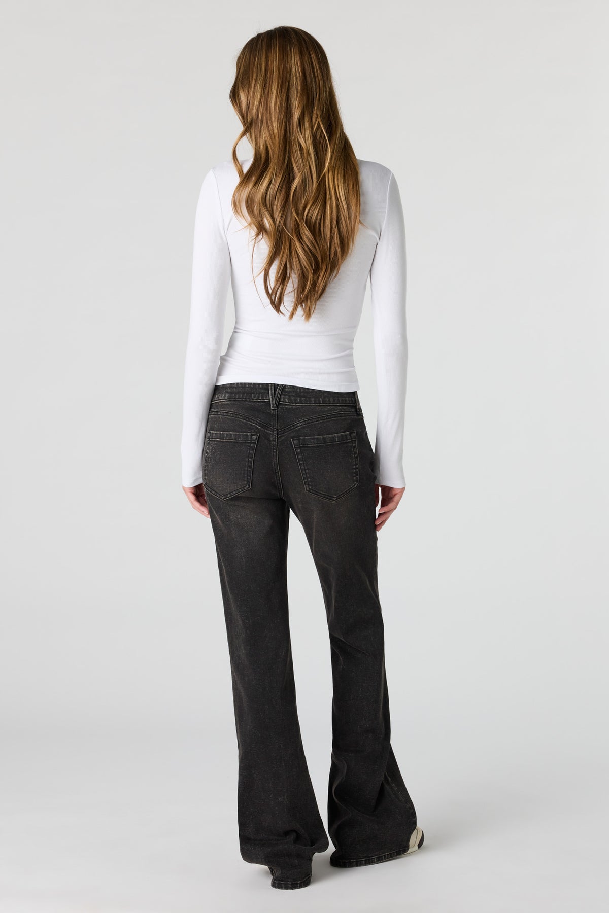 Alt View 3. Stretch Low Rise Relaxed Flare Jean - Black