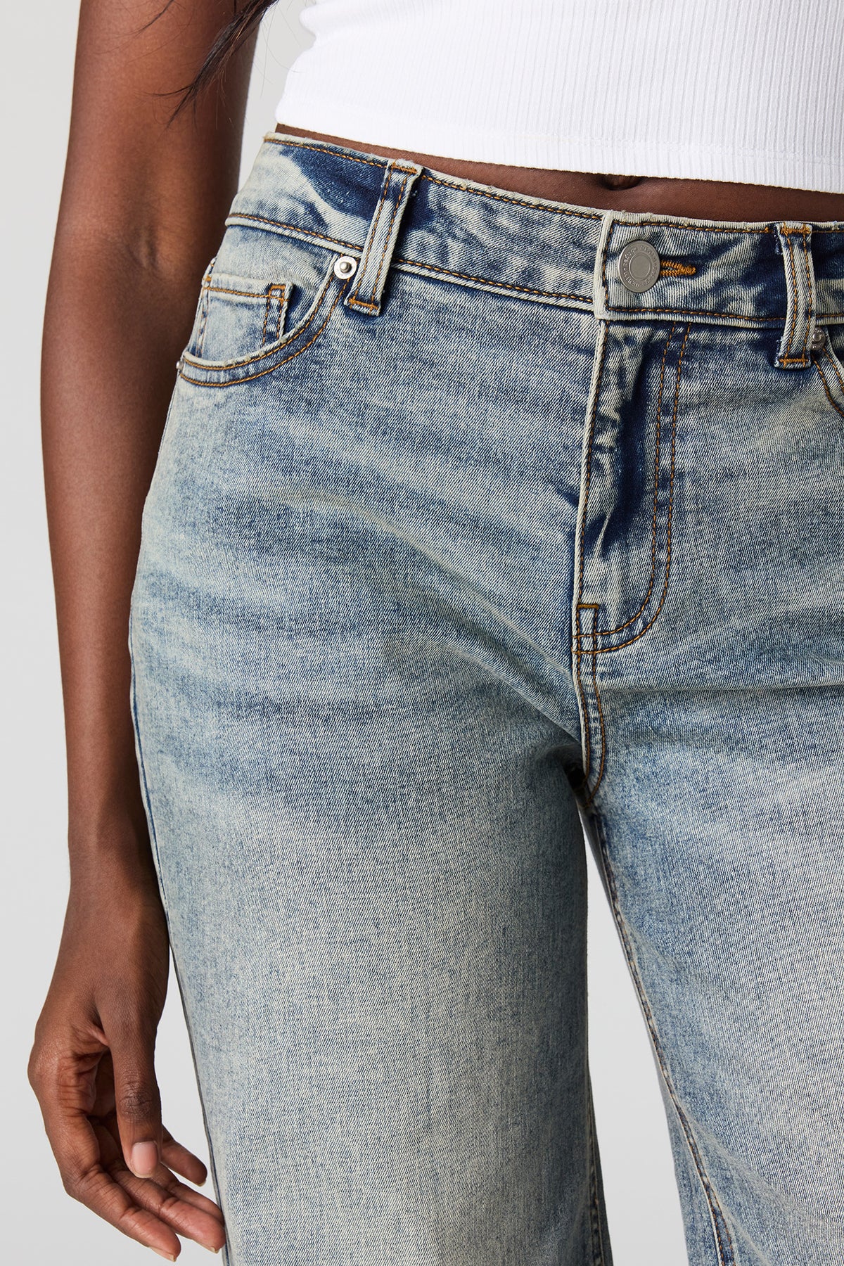 Vue alternative 4. Jean Paris extensible à jambe large délavé moyen vintage à taille haute