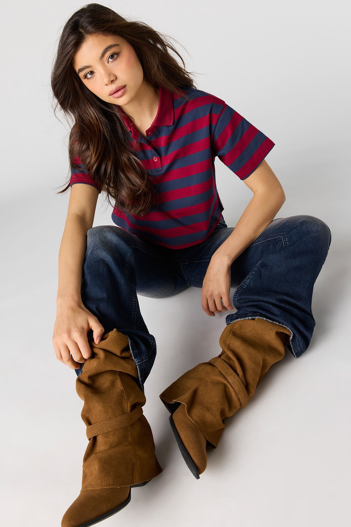 Alt View 4. Mid Rise Flare Dark Jean - Denim Blue