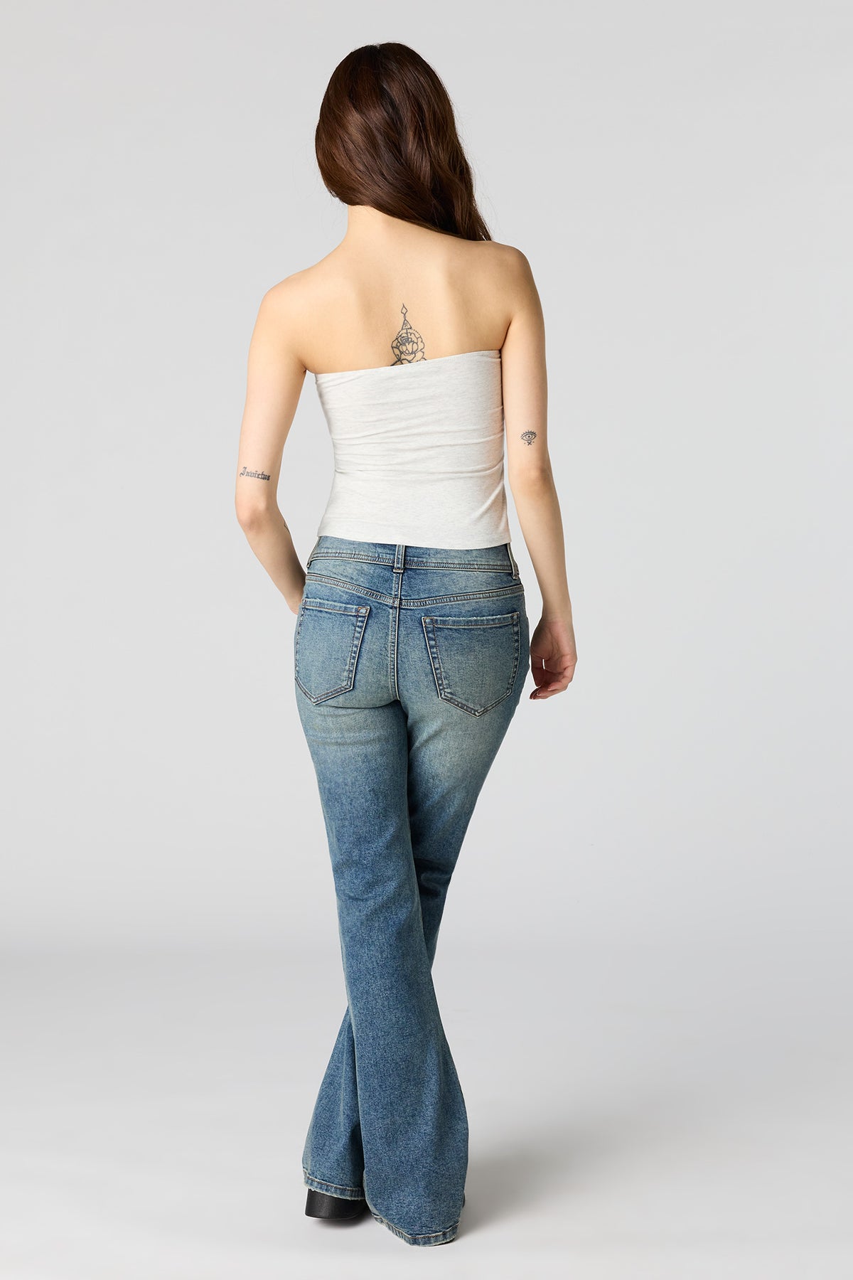 Alt View 2. Mid Rise Flare Vintage Dark Jean - Midnight Blue