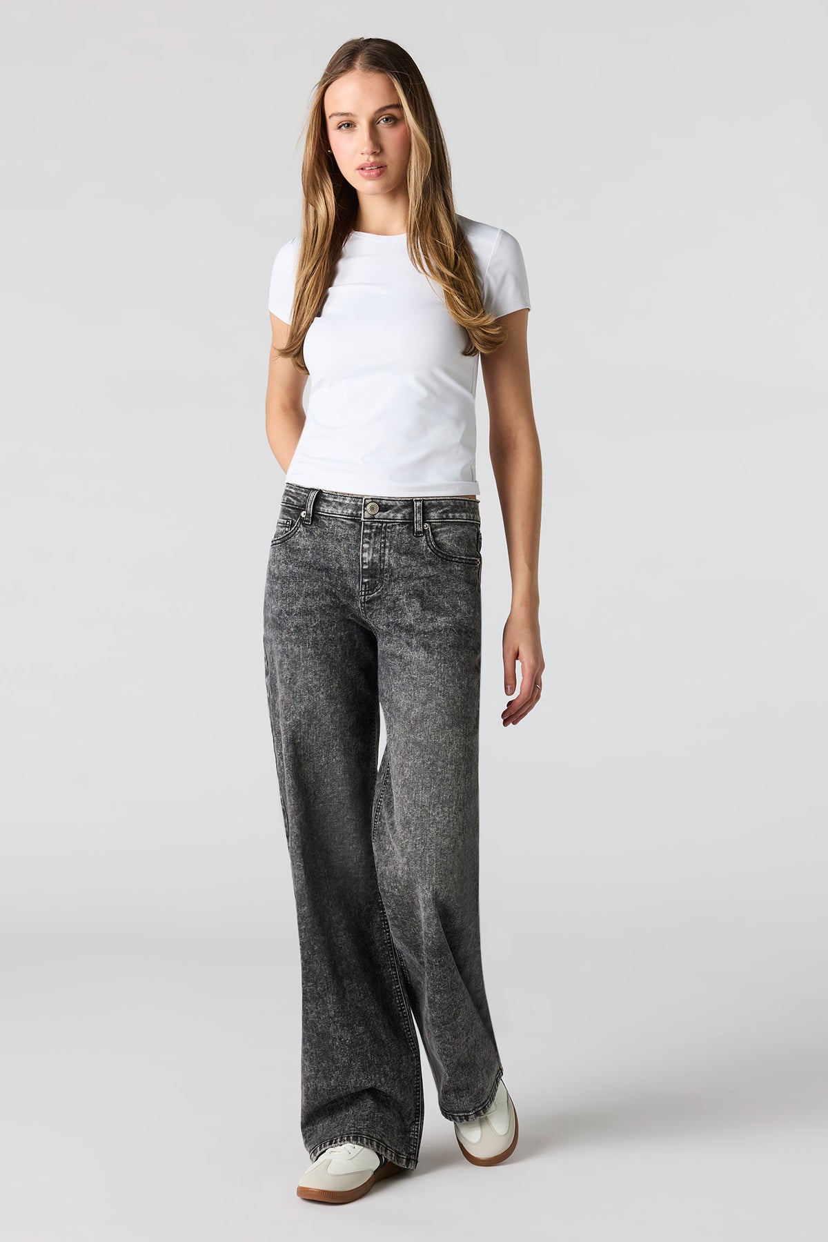 Paris Stretch High Rise Wide Leg Acid Wash Jean - Pure Black