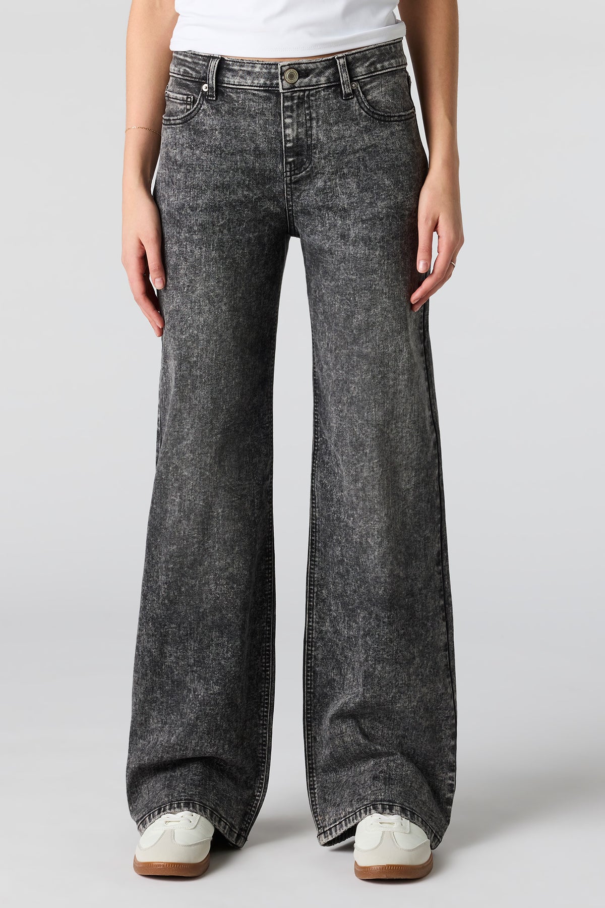 Alt View 2. Paris Stretch High Rise Wide Leg Acid Wash Jean - Pure Black