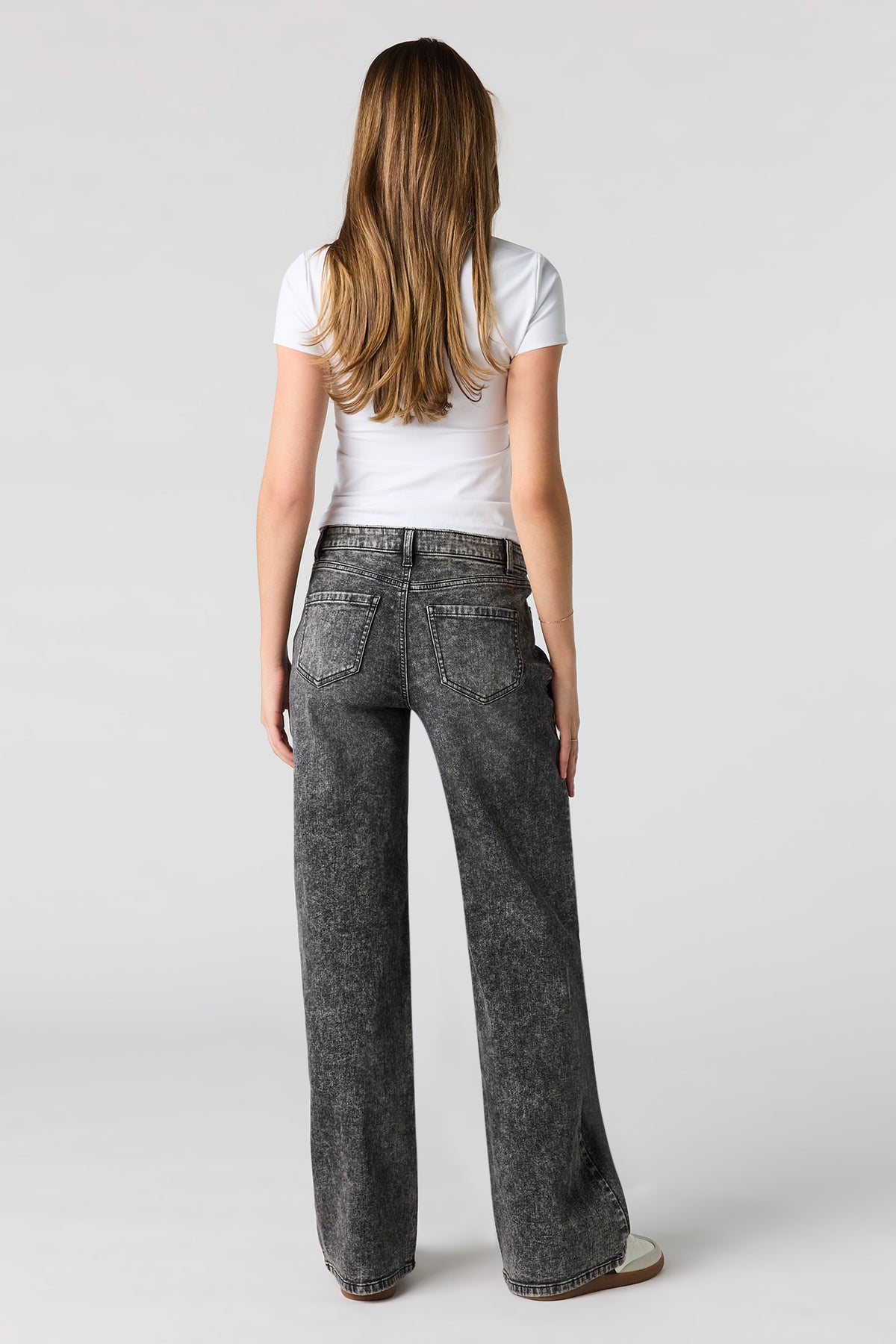 Alt View 3. Paris Stretch High Rise Wide Leg Acid Wash Jean - Pure Black