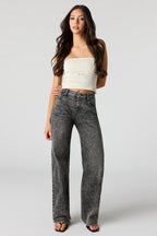 Paris Stretch High Rise Wide Leg Acid Wash Jean