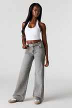 Paris Stretch High Rise Wide Leg Grey Jean