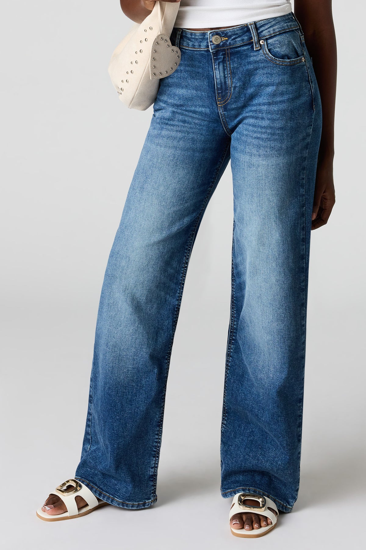 Vue alternative 2. Jean extensible à jambe large Paris foncé avec taille haute