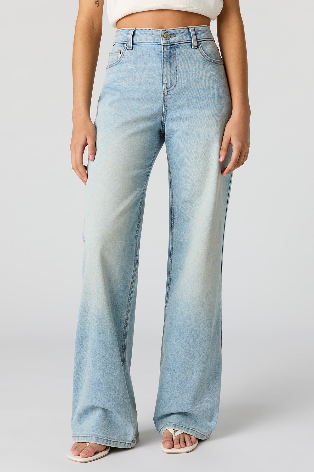 Alt View 2. Paris Stretch High Rise Wide Leg Medium Jean - Medium Blue