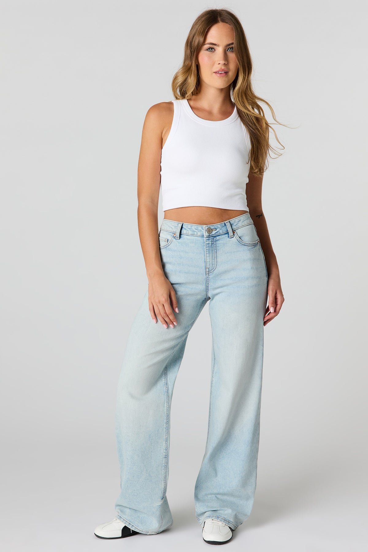 Paris Stretch High Rise Wide Leg Light Jean - Light Denim Blue